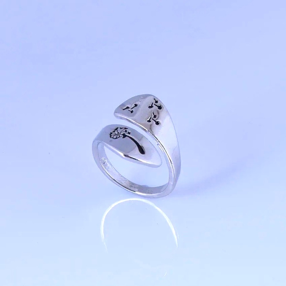 NEW Engraved Dandelion Wrap Ring 925 Sterling Silver - Picture 10 of 13